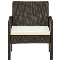 vidaXL Silla de jardín con cojín ratán sintético marrón