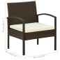 vidaXL Silla de jardín con cojín ratán sintético marrón vidaXL Silla de jardín con cojín ratán sintético marrón