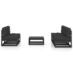 vidaXL Juego de muebles de jardín 6 pzas y cojines madera pino maciza