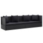 vidaXL Sofá de jardín con cojines y almohadas ratán sintético negro vidaXL Sofá de jardín con cojines y almohadas ratán sintético negro