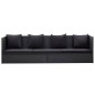 vidaXL Sofá de jardín con cojines y almohadas ratán sintético negro vidaXL Sofá de jardín con cojines y almohadas ratán sintético negro