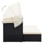 vidaXL Tumbona cama jardín techo ratán sintético negro vidaXL Tumbona cama jardín techo ratán sintético negro