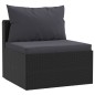 vidaXL Set muebles de jardín 5 piezas y cojines ratán sintético negro