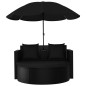 vidaXL Cama de jardín con sombrilla ratán sintético negro vidaXL Cama de jardín con sombrilla ratán sintético negro