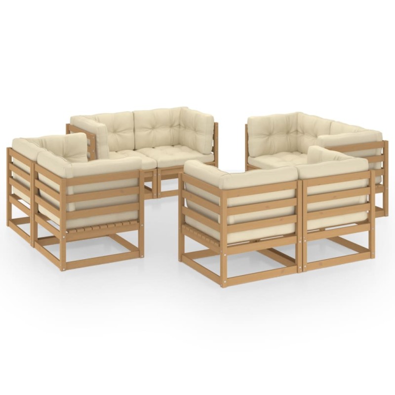 vidaXL Juego de muebles de jardín 8 pzas y cojines madera pino maciza vidaXL Juego de muebles de jardín 8 pzas y cojines madera pino maciza