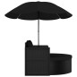 vidaXL Cama de jardín con sombrilla ratán sintético negro vidaXL Cama de jardín con sombrilla ratán sintético negro