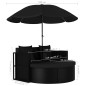 vidaXL Cama de jardín con sombrilla ratán sintético negro vidaXL Cama de jardín con sombrilla ratán sintético negro