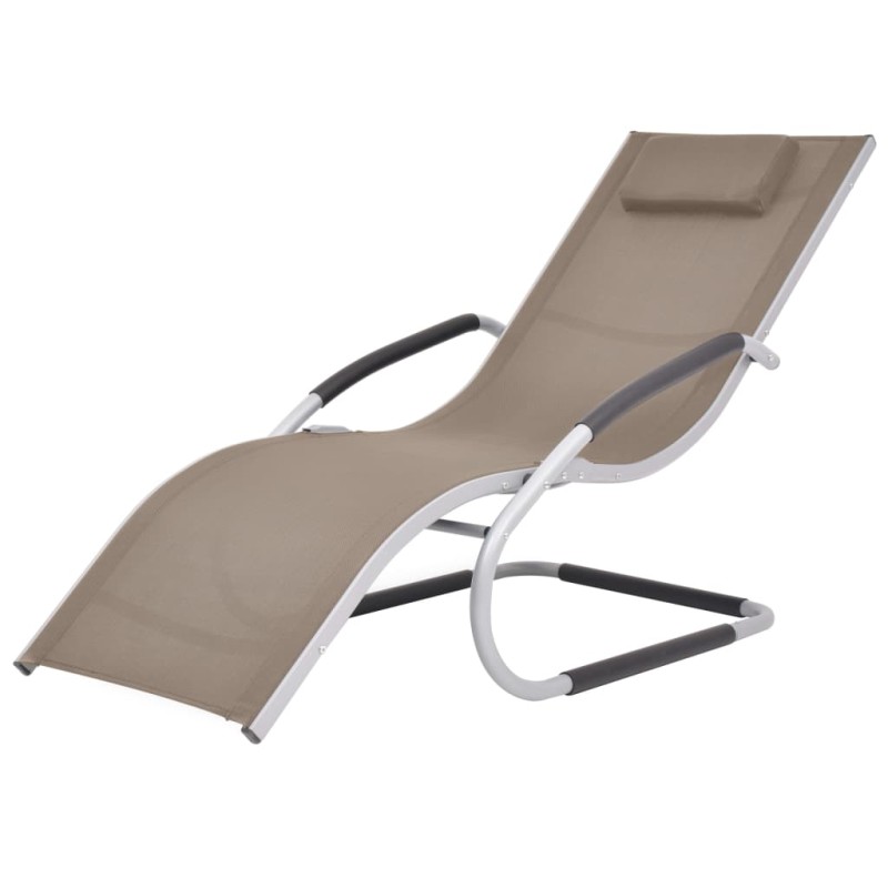 vidaXL Tumbona con cojín aluminio y textilene gris taupe vidaXL Tumbona con cojín aluminio y textilene gris taupe