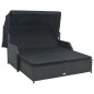 vidaXL Tumbona para 2 personas con toldo ratán sintético negro vidaXL Tumbona para 2 personas con toldo ratán sintético negro