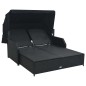 vidaXL Tumbona para 2 personas con toldo ratán sintético negro vidaXL Tumbona para 2 personas con toldo ratán sintético negro
