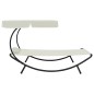 vidaXL Tumbona de jardín con toldo y cojines blanco crema vidaXL Tumbona de jardín con toldo y cojines blanco crema