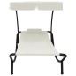 vidaXL Tumbona de jardín con toldo y cojines blanco crema vidaXL Tumbona de jardín con toldo y cojines blanco crema