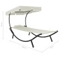 vidaXL Tumbona de jardín con toldo y cojines blanco crema vidaXL Tumbona de jardín con toldo y cojines blanco crema