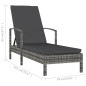 vidaXL Tumbona con reposabrazos ratán sintético gris vidaXL Tumbona con reposabrazos ratán sintético gris