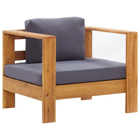 vidaXL Silla de jardín con cojín madera maciza de acacia gris oscuro