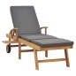vidaXL Tumbona con cojín madera maciza de teca gris oscuro vidaXL Tumbona con cojín madera maciza de teca gris oscuro