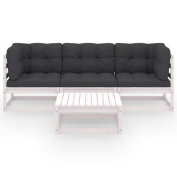 vidaXL Muebles de jardín 4 piezas con cojines de madera de pino maciza
