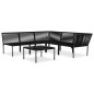 vidaXL Juego de muebles de jardín 6 piezas con cojines PVC negro