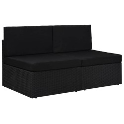 vidaXL Sofá seccional de 2 plazas de ratán sintético negro