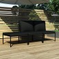 vidaXL Juego de muebles de jardín 3 piezas con cojines PVC negro vidaXL Juego de muebles de jardín 3 piezas con cojines PVC negro