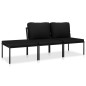 vidaXL Juego de muebles de jardín 3 piezas con cojines PVC negro vidaXL Juego de muebles de jardín 3 piezas con cojines PVC negro