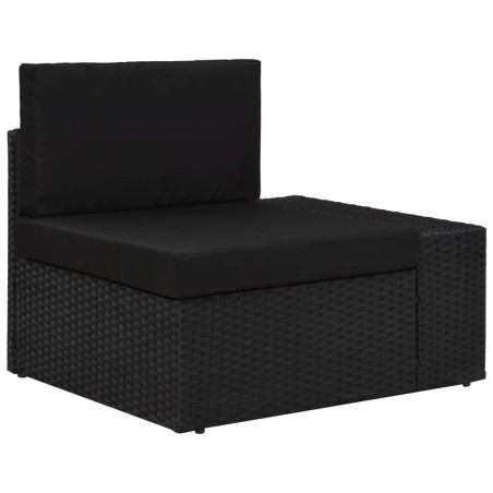 vidaXL Sofá seccional esquina reposabrazos izquierdo ratán PE negro