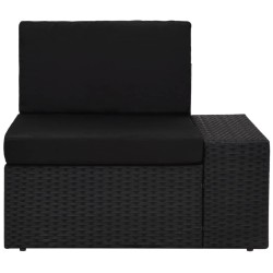 vidaXL Sofá seccional esquina reposabrazos izquierdo ratán PE negro