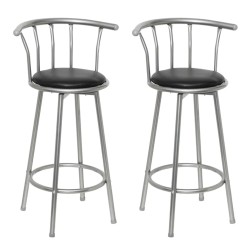 vidaXL Taburetes de cocina 2 unidades cuero sintético negro 