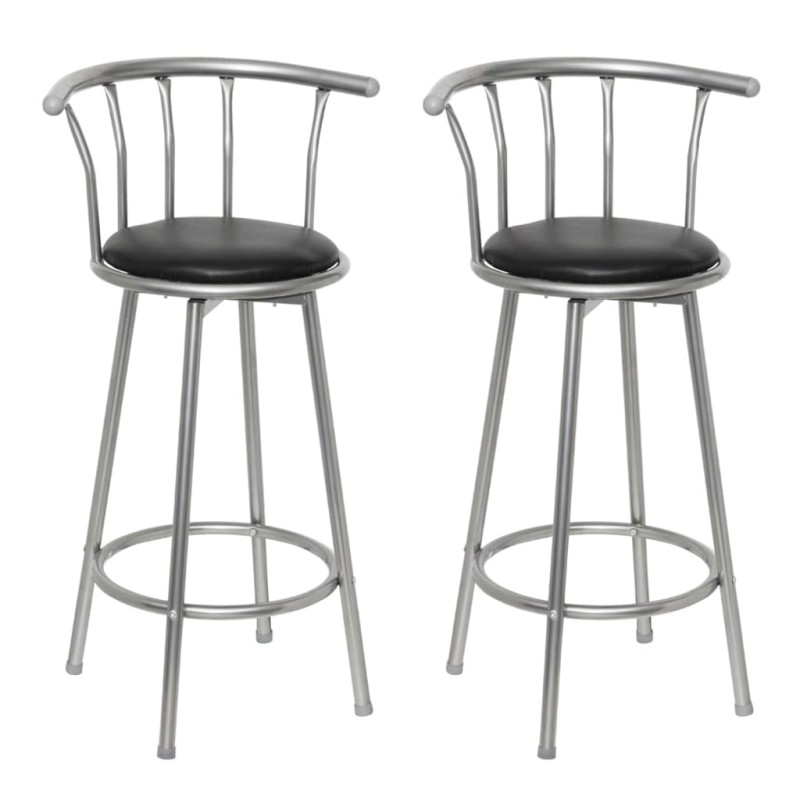 vidaXL Taburetes de cocina 2 unidades cuero sintético negro vidaXL Taburetes de cocina 2 unidades cuero sintético negro
