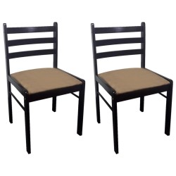 vidaXL Sillas de comedor 2 uds madera maciza caucho terciopelo marrón