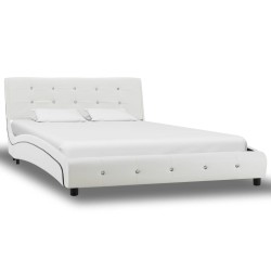 vidaXL Estructura de cama cuero sintético blanco 120x200 cm