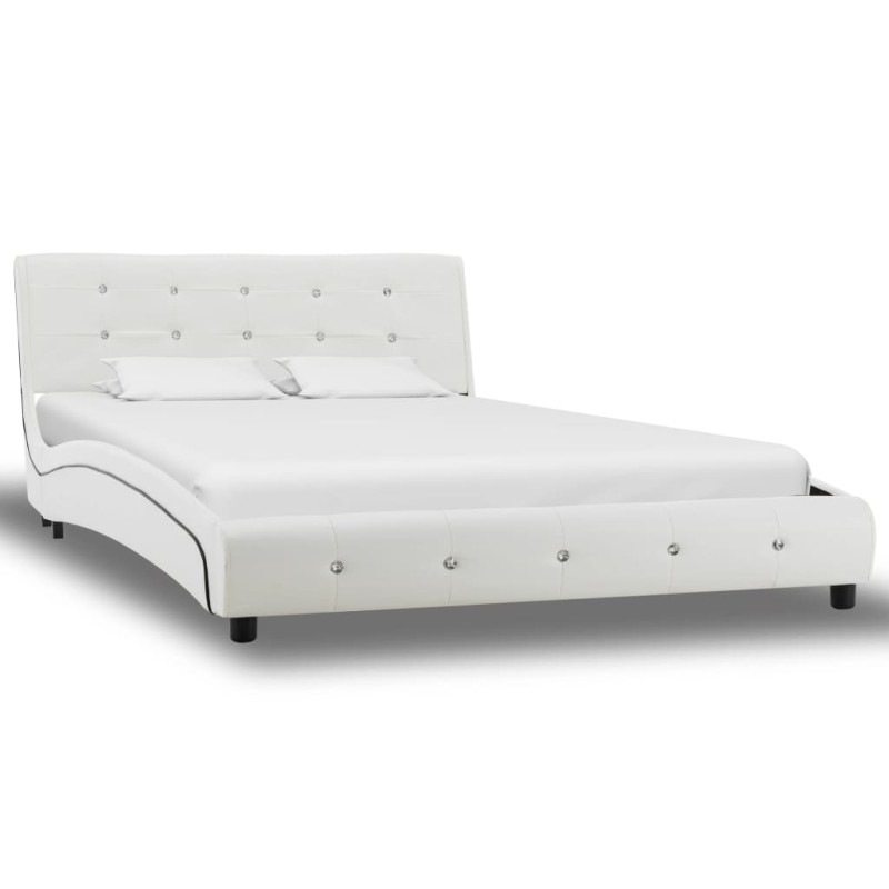 vidaXL Estructura de cama cuero sintético blanco 120x200 cm vidaXL Estructura de cama cuero sintético blanco 120x200 cm