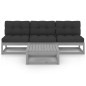 vidaXL Juego de muebles de jardín 4 pzas y cojines madera pino maciza vidaXL Juego de muebles de jardín 4 pzas y cojines madera pino maciza
