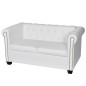 vidaXL Sofá Chesterfield de 2 plazas cuero sintético blanco 