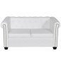 vidaXL Sofá Chesterfield de 2 plazas cuero sintético blanco 