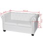 vidaXL Sofá Chesterfield de 2 plazas cuero sintético blanco 