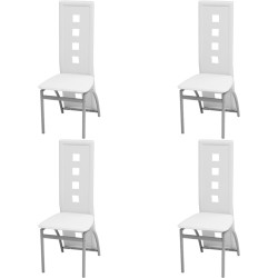 vidaXL Sillas de comedor 4 unidades cuero sintético blanco