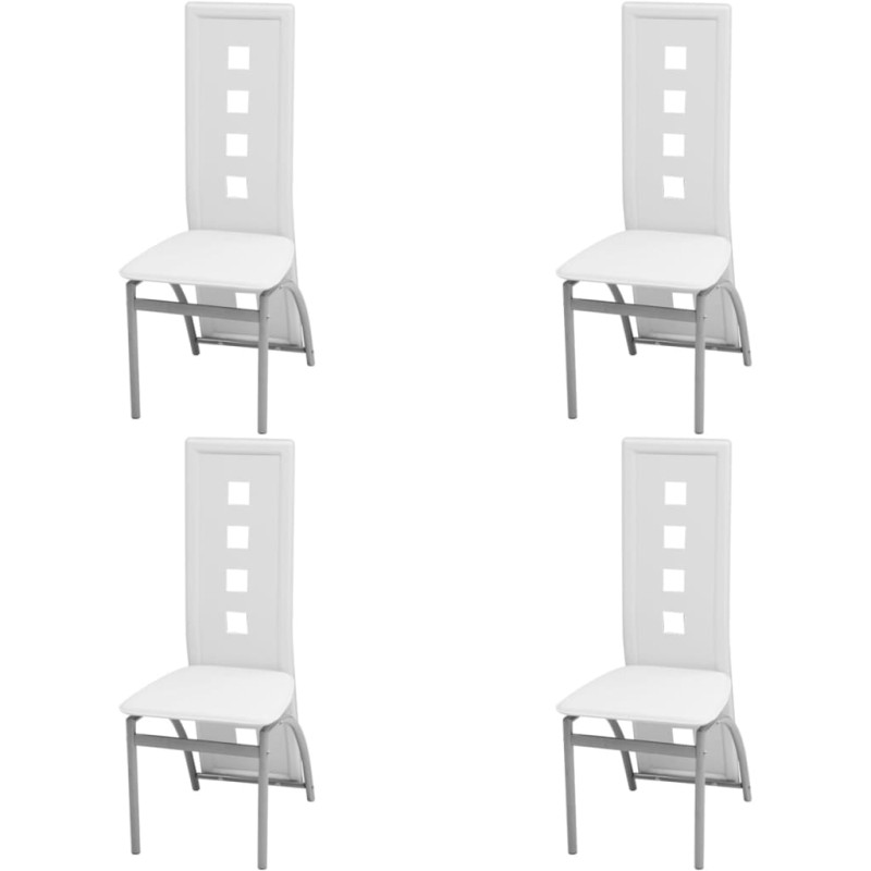 vidaXL Sillas de comedor 4 unidades cuero sintético blanco