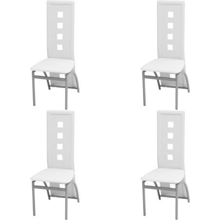 vidaXL Sillas de comedor 4 unidades cuero sintético blanco