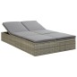 vidaXL Tumbona convertible con cojín de ratán sintético gris vidaXL Tumbona convertible con cojín de ratán sintético gris