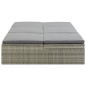 vidaXL Tumbona convertible con cojín de ratán sintético gris vidaXL Tumbona convertible con cojín de ratán sintético gris