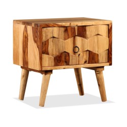 vidaXL Mesita de noche con 1 cajón de madera maciza sheesham