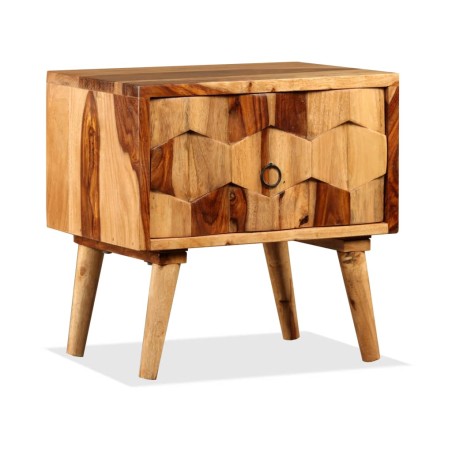 vidaXL Mesita de noche con 1 cajón de madera maciza sheesham