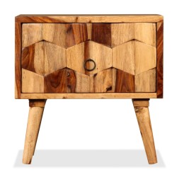 vidaXL Mesita de noche con 1 cajón de madera maciza sheesham