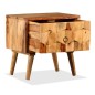 vidaXL Mesita de noche con 1 cajón de madera maciza sheesham