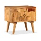 vidaXL Mesita de noche con 1 cajón de madera maciza sheesham