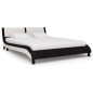 vidaXL Estructura de cama con LED cuero PE negro y blanco 140x200 cm