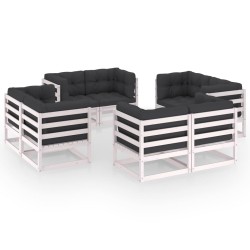 vidaXL Juego de muebles de jardín 8 pzas y cojines madera pino maciza