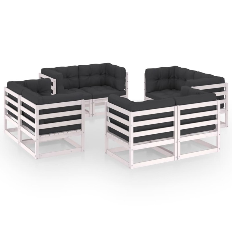 vidaXL Juego de muebles de jardín 8 pzas y cojines madera pino maciza vidaXL Juego de muebles de jardín 8 pzas y cojines madera pino maciza