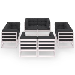 vidaXL Juego de muebles de jardín 8 pzas y cojines madera pino maciza
